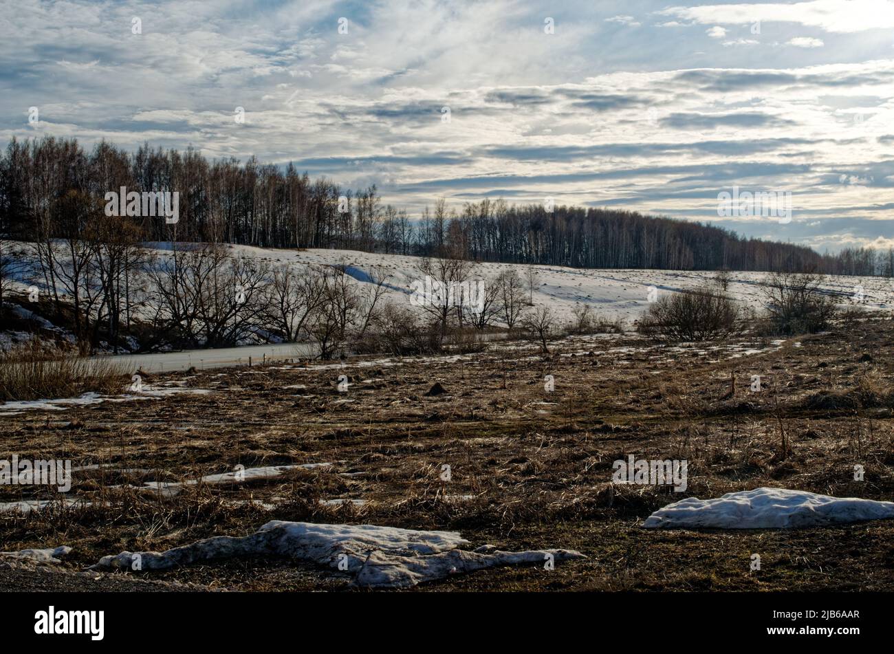 on the banks of the river in early spring, Russia Stock Photo