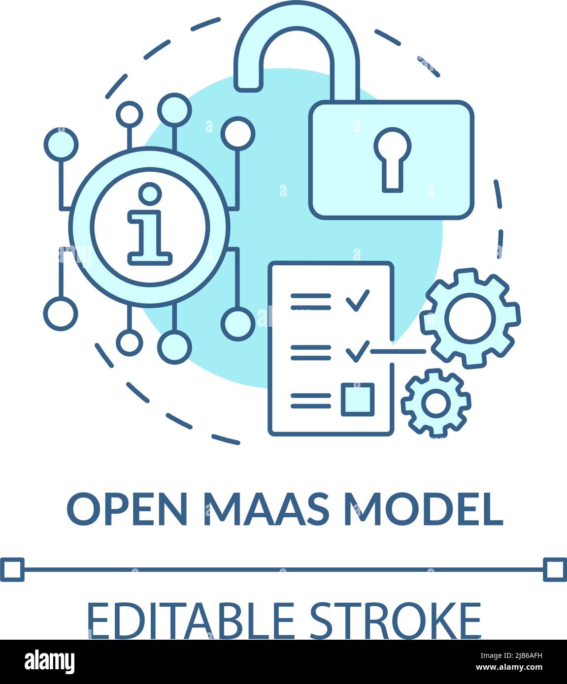 Open Maas model turquoise concept icon Stock Vector