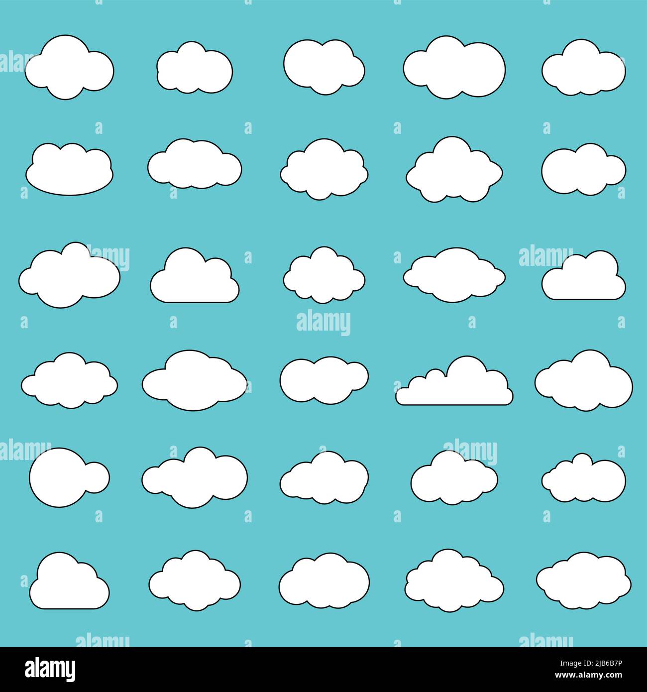 Set of white clouds collection on blue background.Cloud symbol for your
