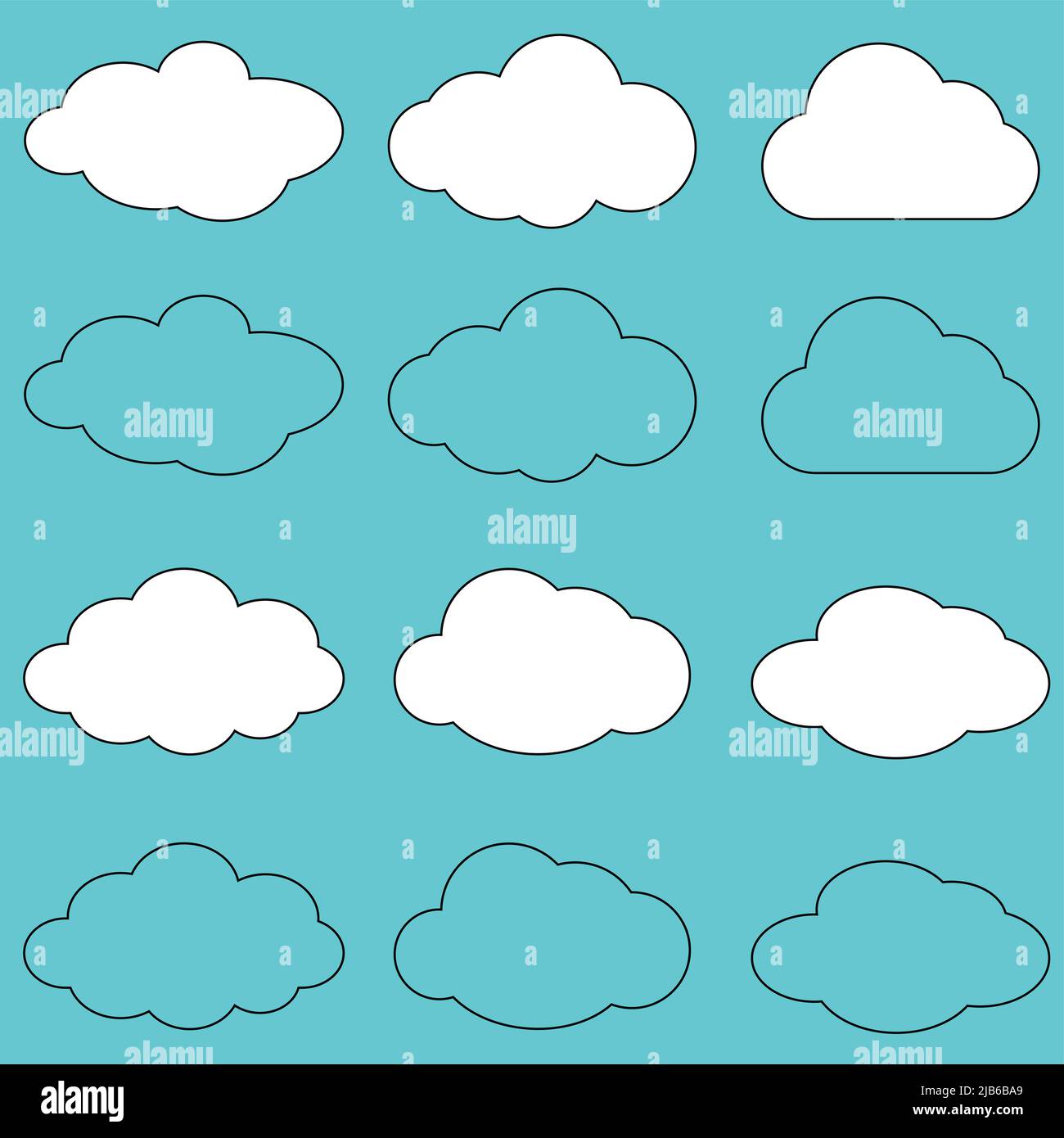 Clouds line art icon.Sky flat illustration collection for web,Vector llustration Stock Vector