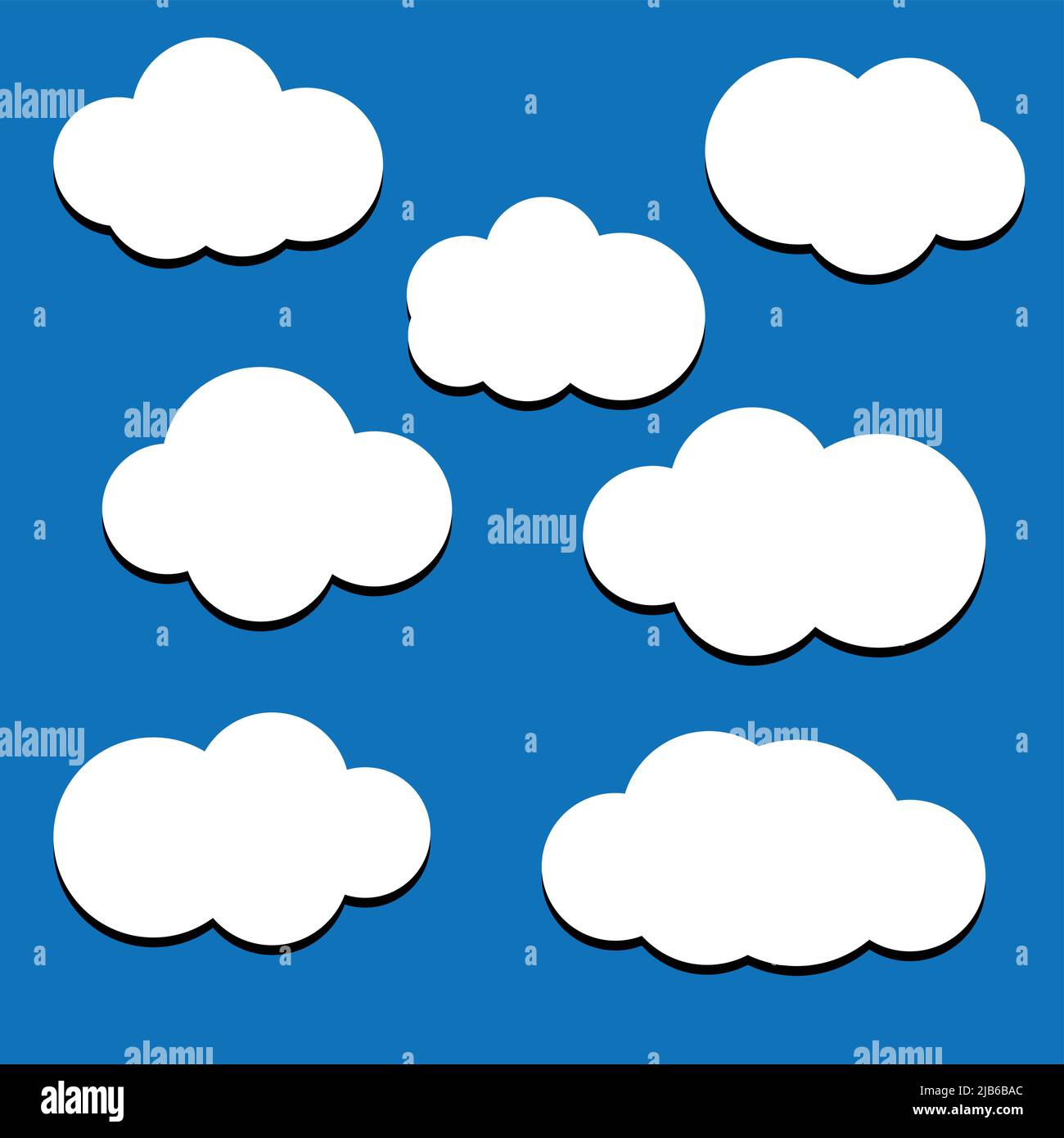 White flat clouds on the blue sky background. Vector seamless pattern ...