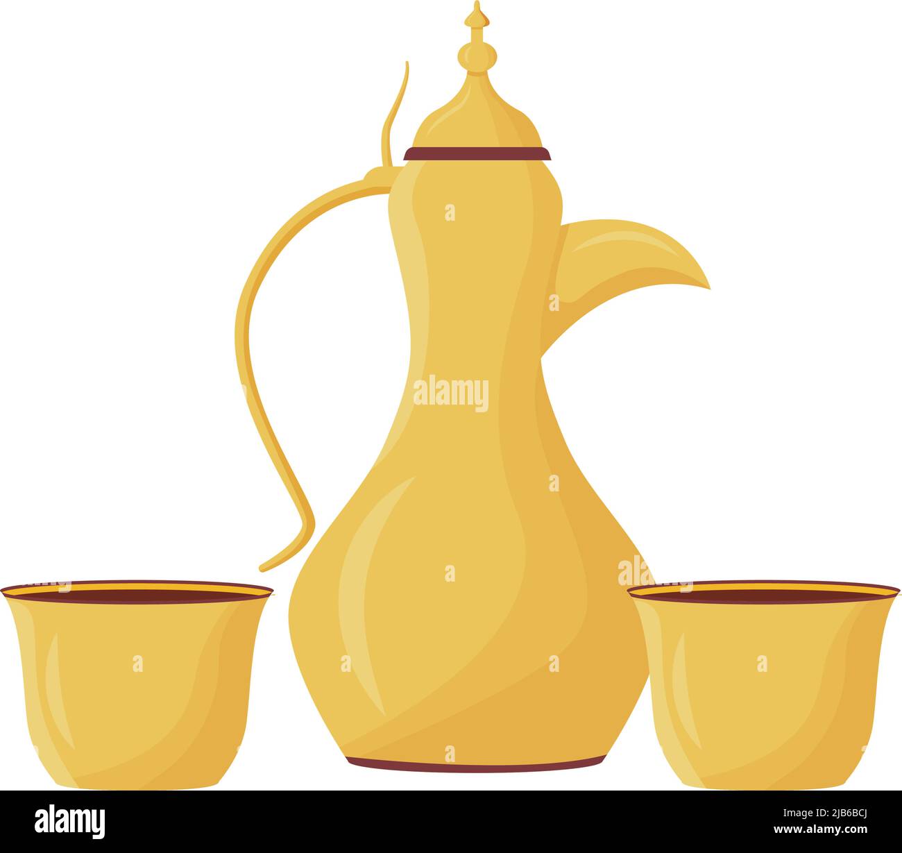 Dallah and cups semi flat color vector object Stock Vector