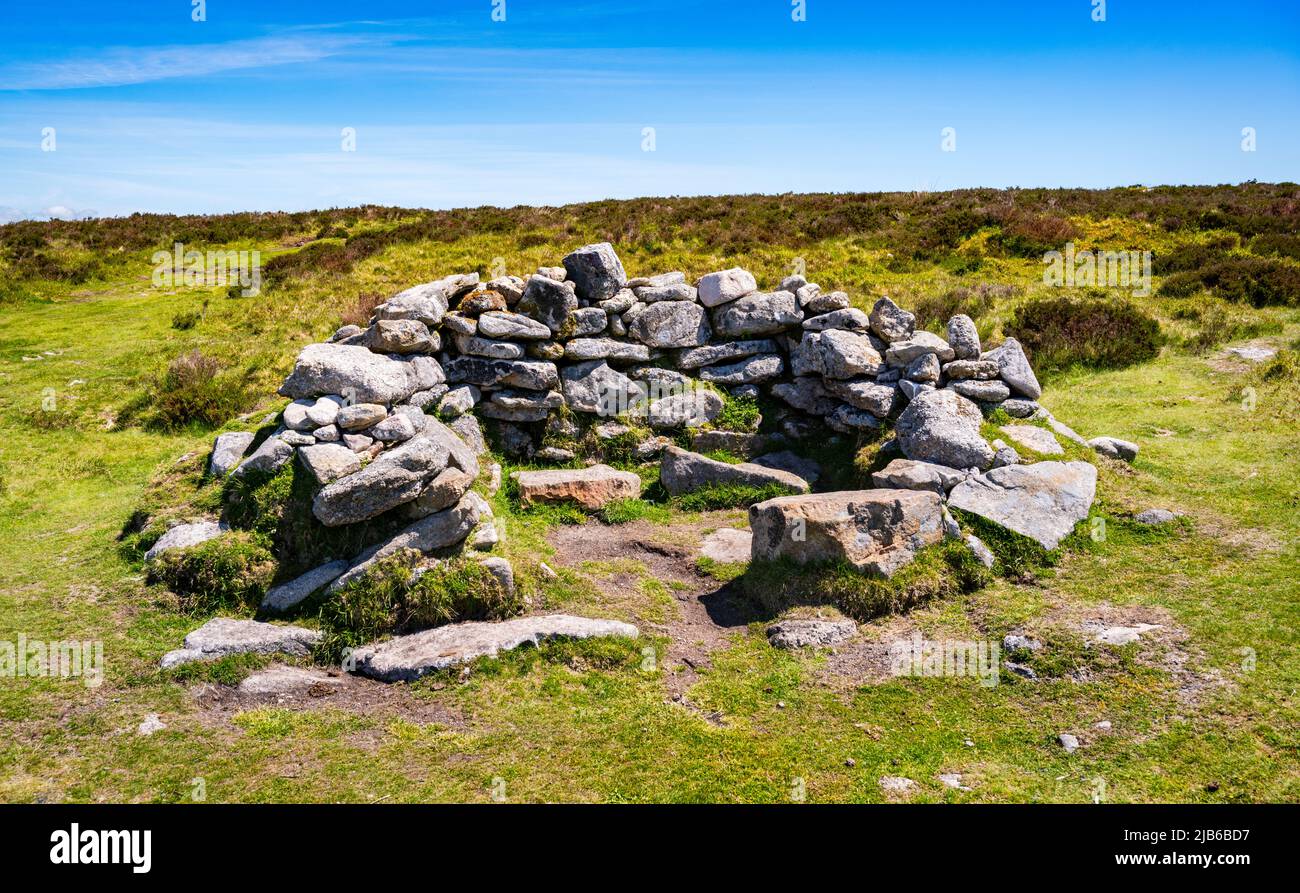 Ruined hut from World War II, north of Birch Tor, Dartmoor National Park, Devon, UK. Stock Photo