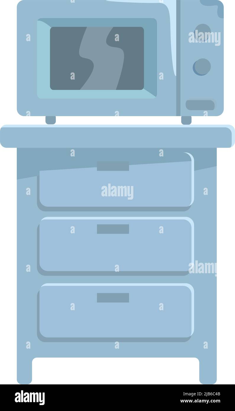Microwave oven on kitchen table semi flat color vector object Stock Vector