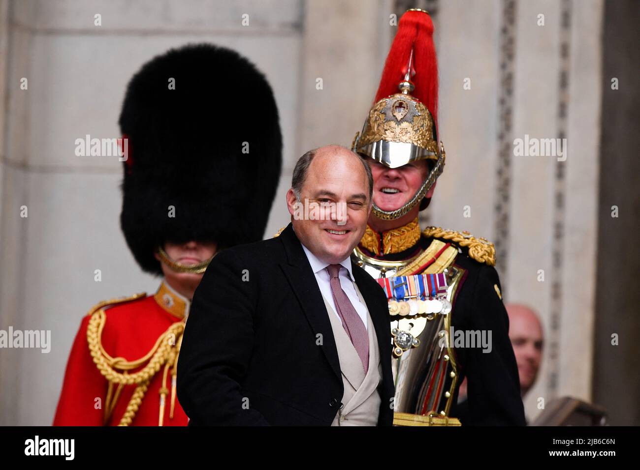 Defence Secretary, Ben Wallace arrives for the National Service of Thanksgiving at St Paul's Cathedral, London, on day two of the Platinum Jubilee celebrations for Queen Elizabeth II. Picture date: Friday June 3, 2022. Stock Photo