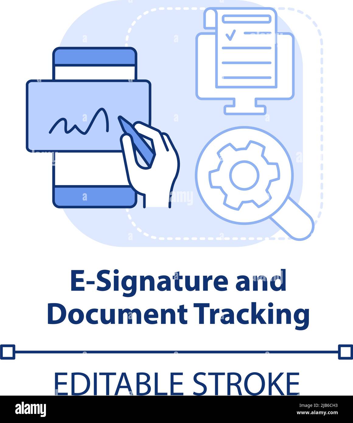E-signature and document tracking light blue concept icon Stock Vector ...