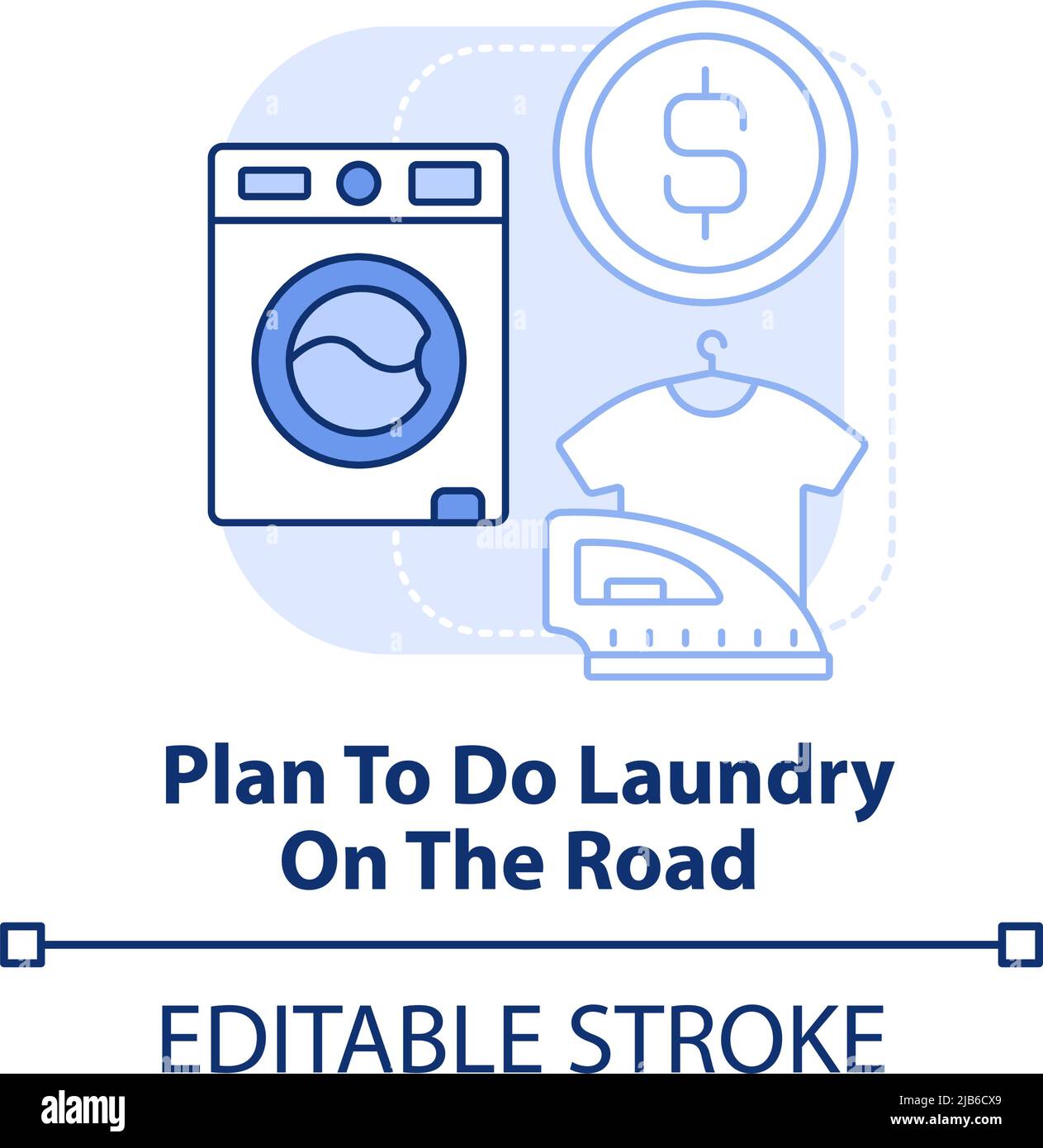 Plan to do laundry on road light blue concept icon Stock Vector