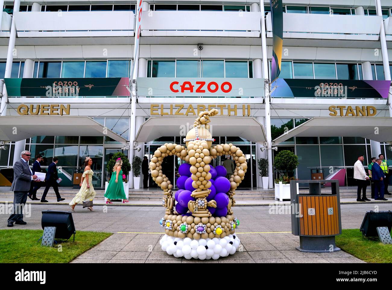 A view of a crown made of balloons to celebrate the Queen's Jubilee in