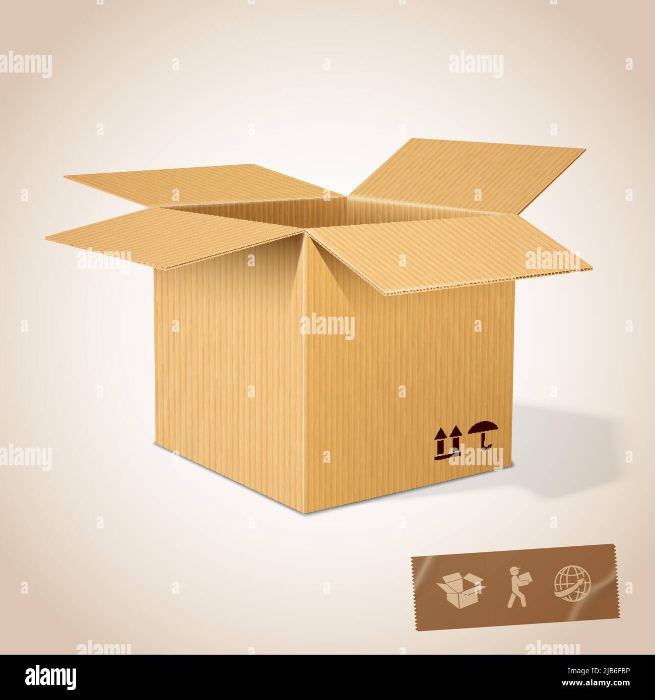 Open realistic cardboard paper box vector illustration Stock Vector ...