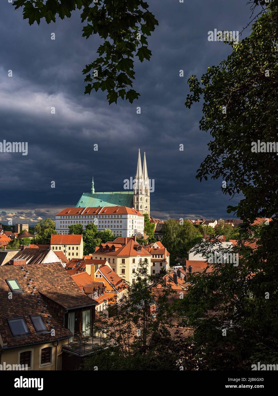 View to the church Peterskirche in Goerlitz, Germany. Stock Photo