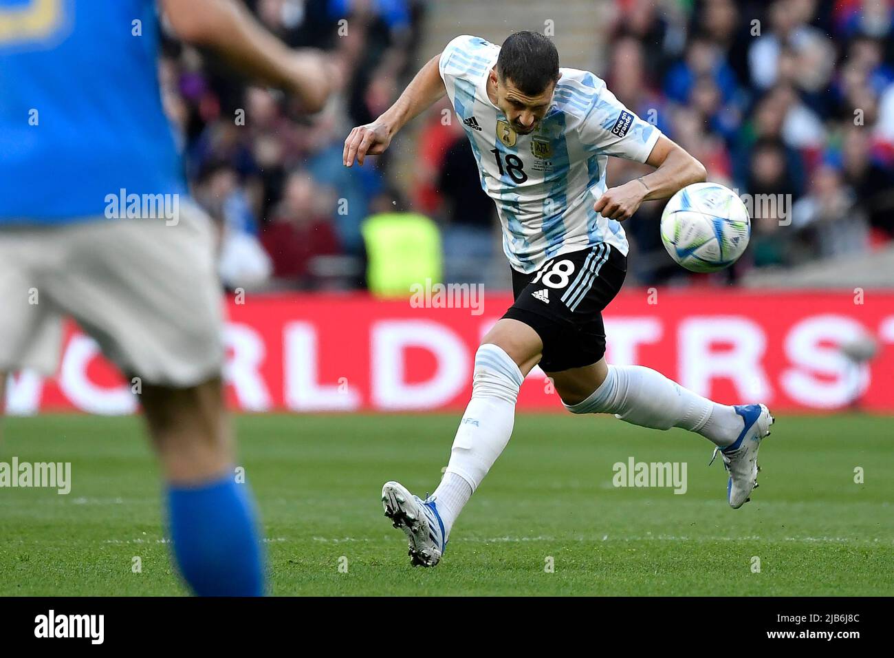 Guido Rodriguez of Argentina in action during the Finalissima trophy