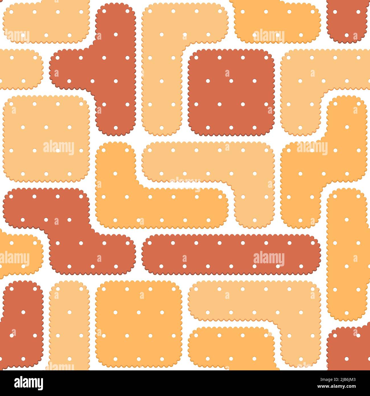 Seamless pattern with puzzles of cookies, crackers. Colored vector background. Stock Vector
