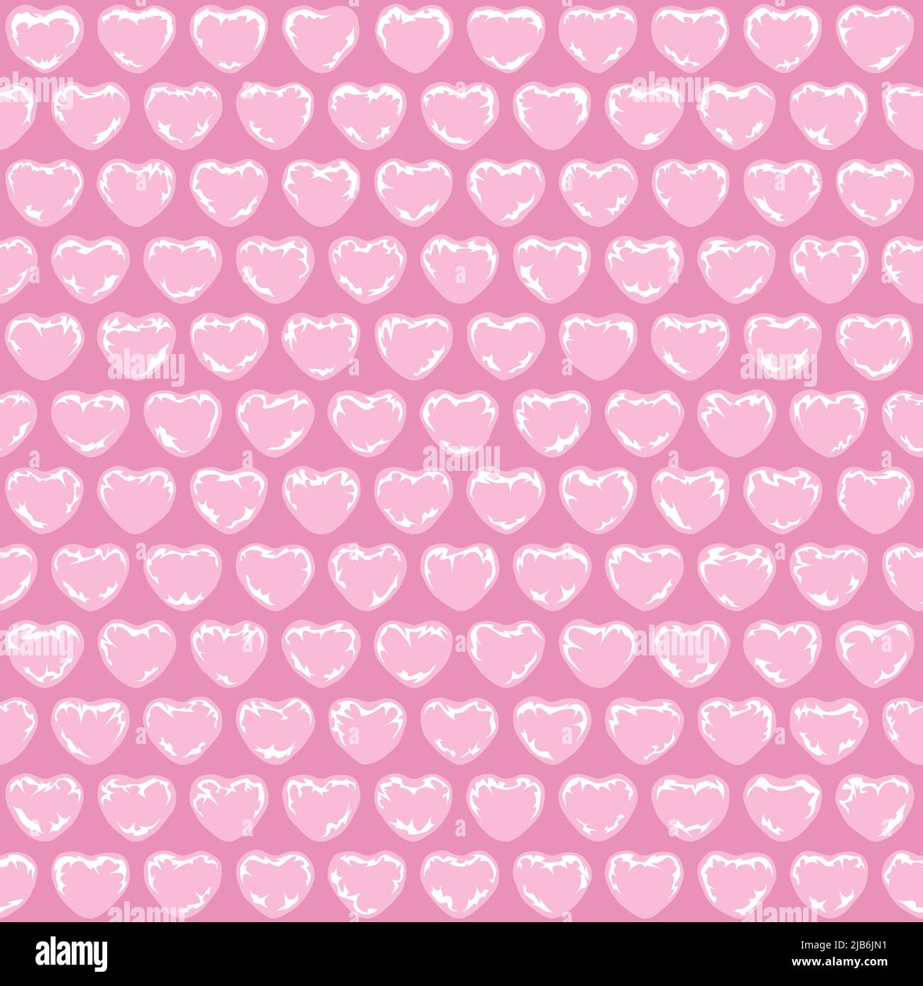 Seamless pattern with pink plastic bubbles hearts, wrapping with bubble wrap. Colored vector background. Stock Vector