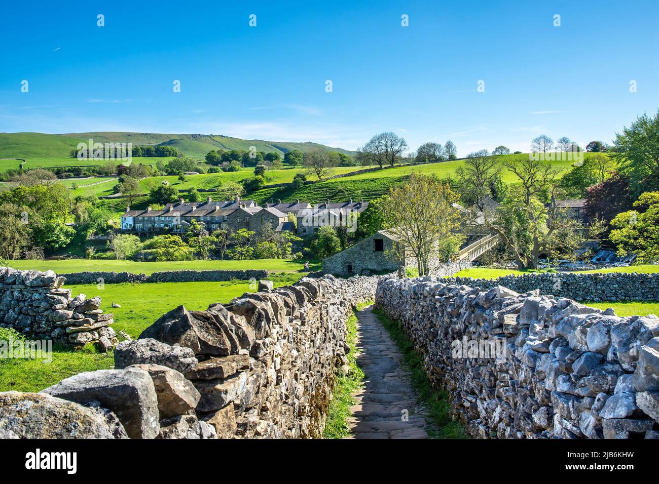 The view from Sedber Lane between Grassington village towards Linton Falls North Yorkshire Stock Photo