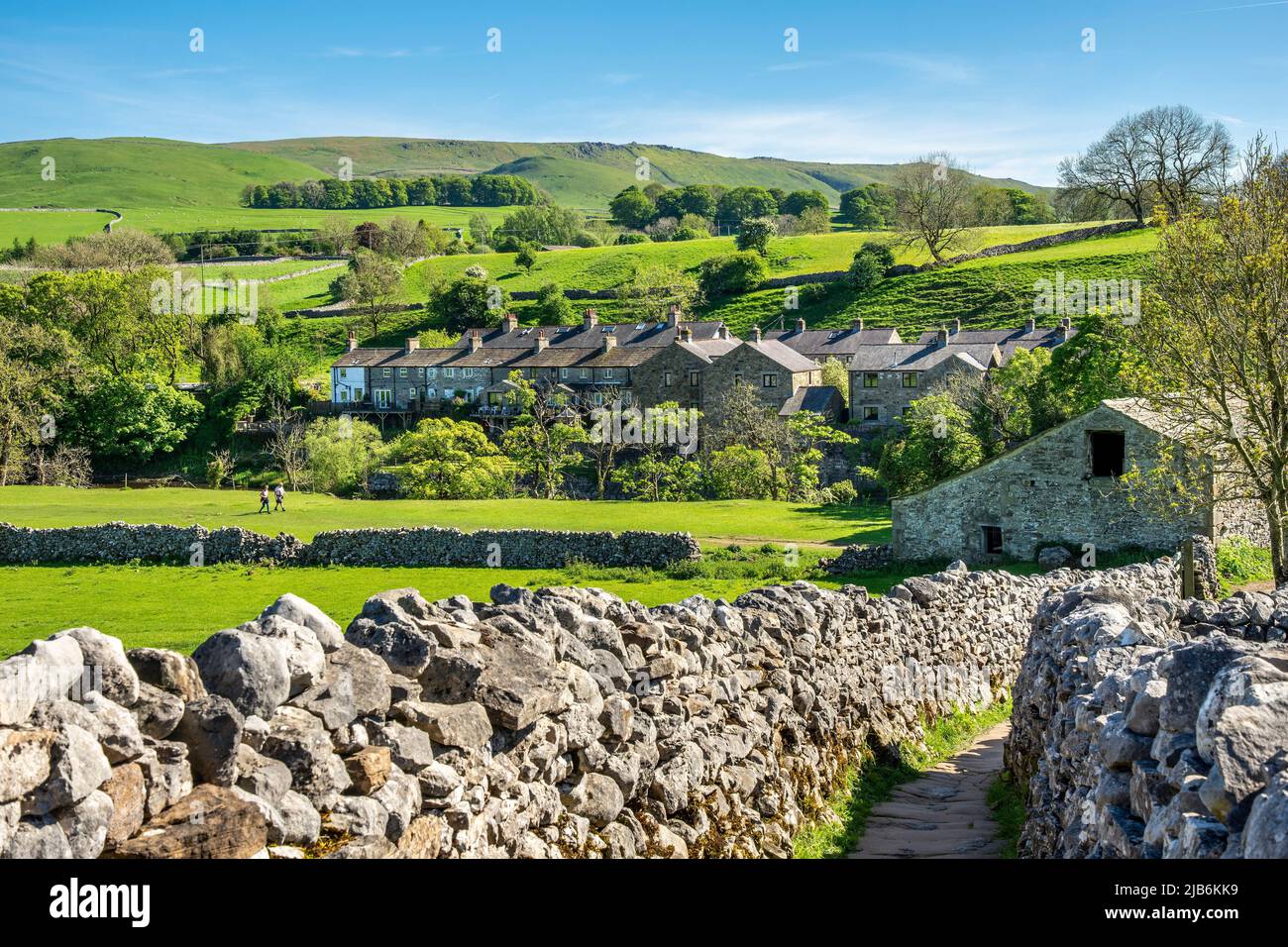 The view from Sedber Lane between Grassington village towards Linton Falls North Yorkshire Stock Photo