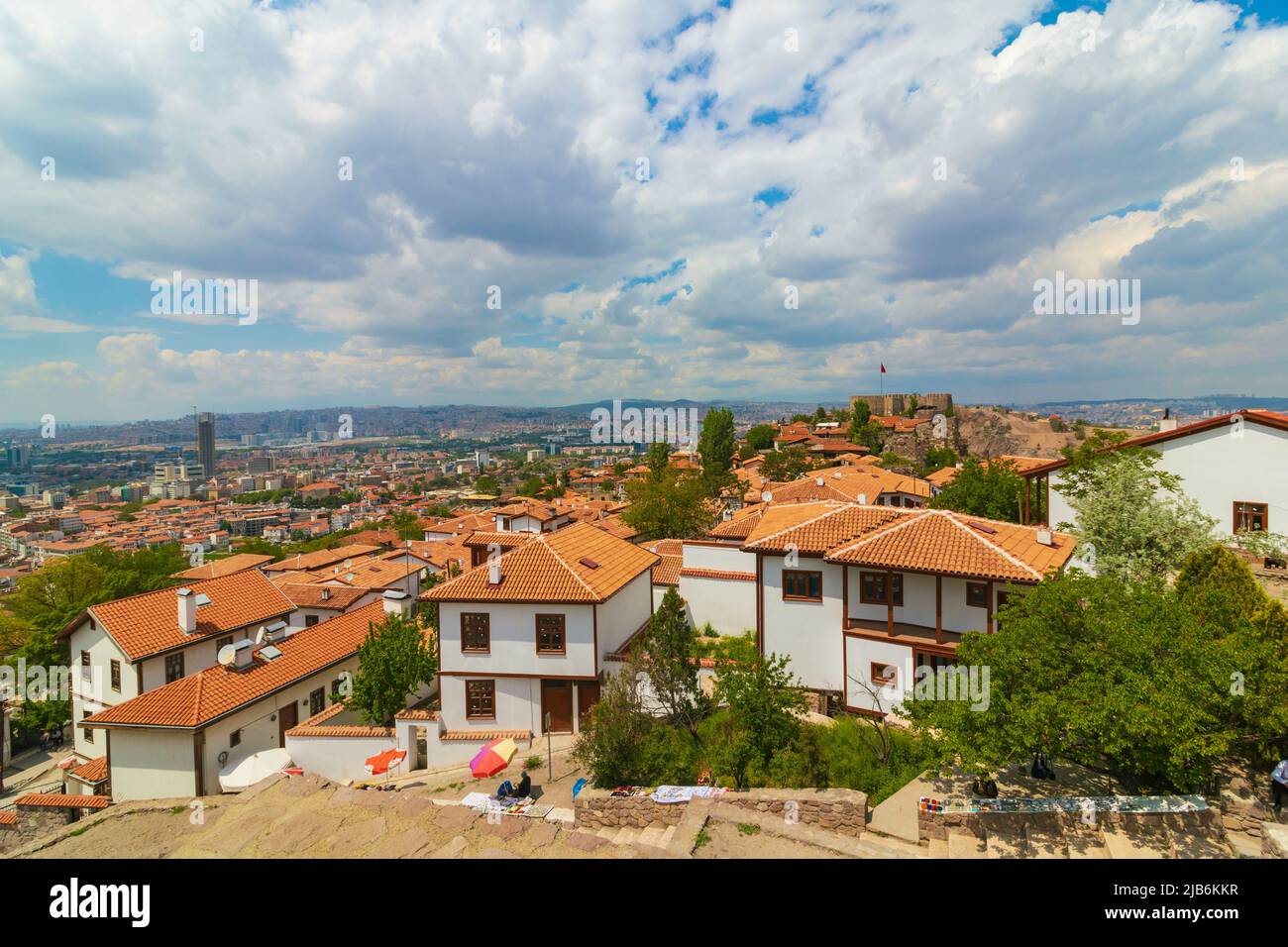 Traditional Turkish houses and cityscape of Ankara from Ankara Castle