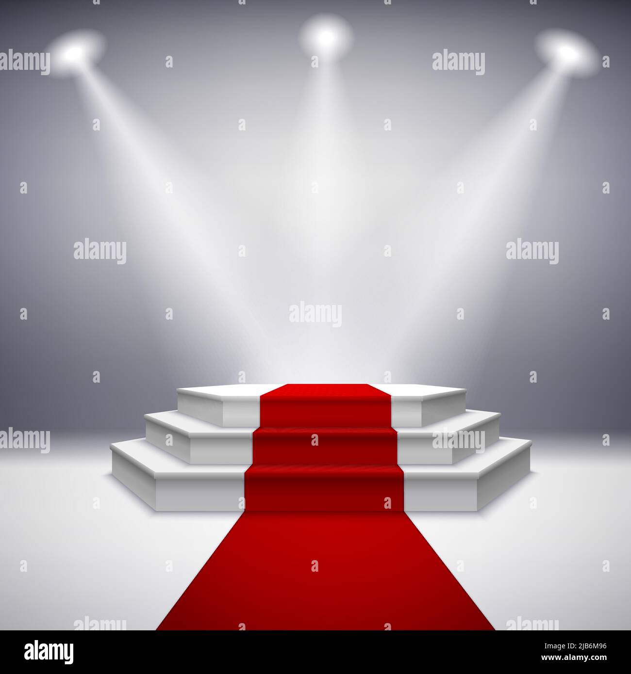 Illuminated stage podium with red carpet for award ceremony vector illustration Stock Vector