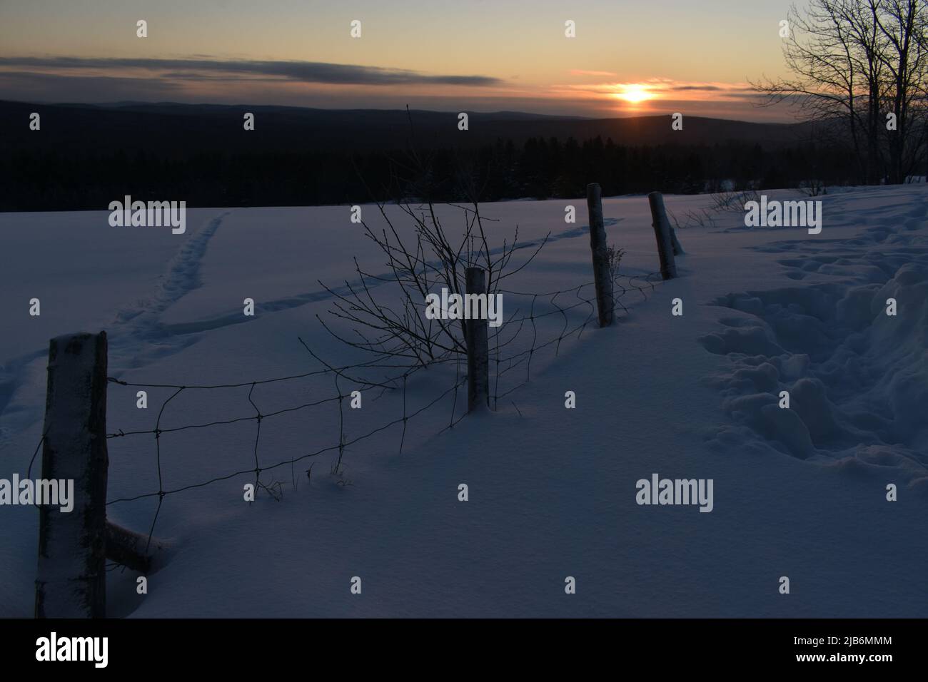 A sunrise on a cold morning, SainteApolline, Québec, Canada Stock