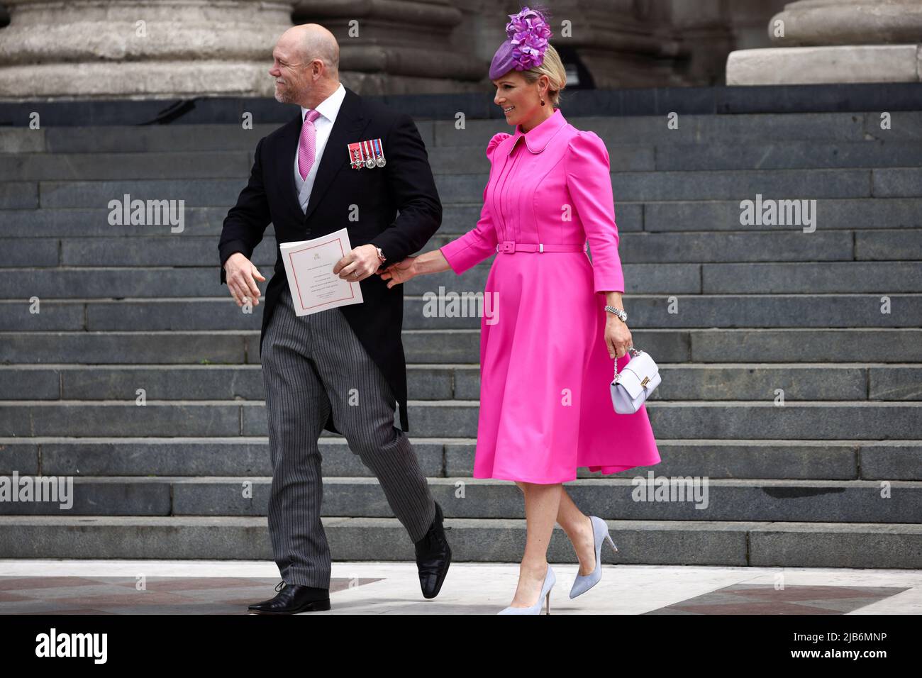 Zara Tindall and her husband Mike Tindallleaving the National Service