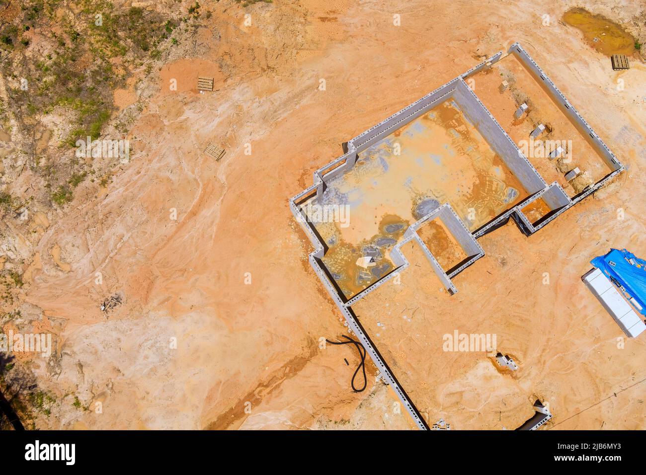 Cement foundation of house in construction site on land from concrete blocks Stock Photo Alamy