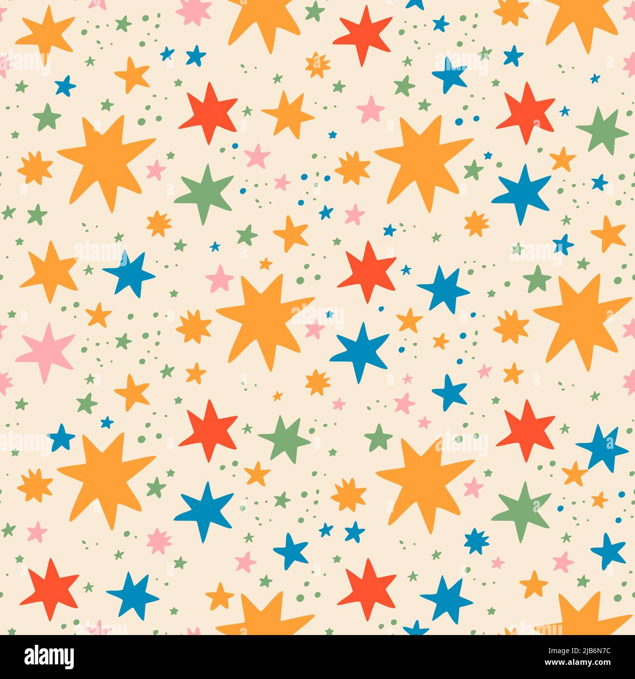 Seamless vector pattern in the form of stars. Freehand drawing style. Vector seamless pattern with stars. Stock Vector