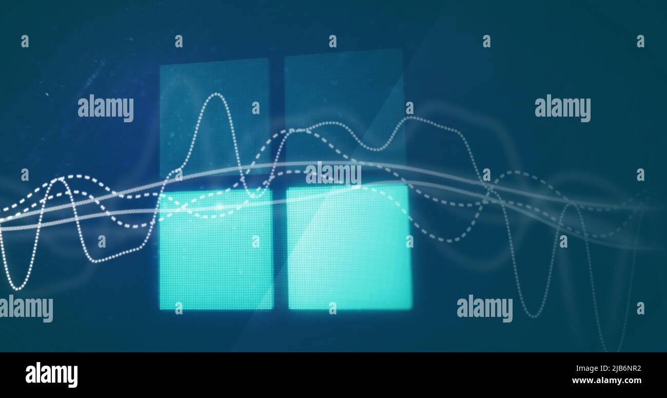 Image of data processing and loading bar over blue background Stock Photo