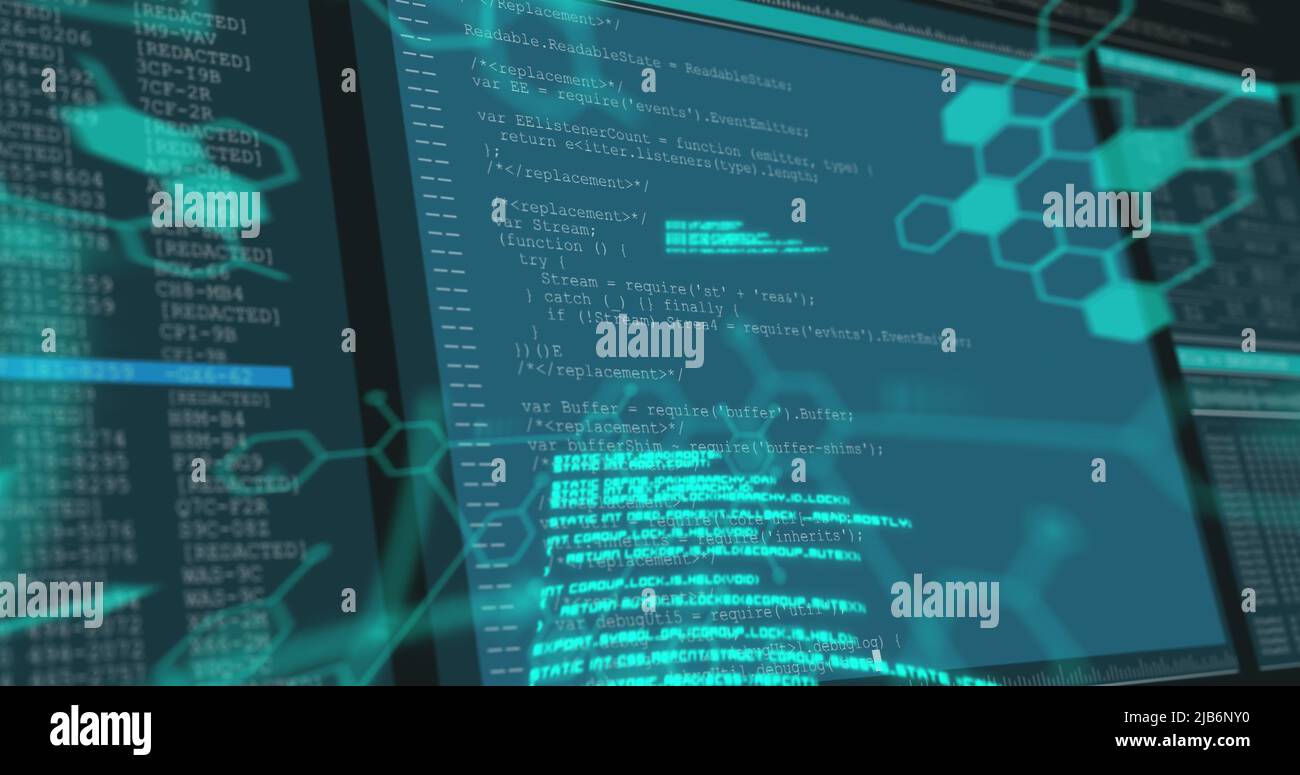 Image of shapes over data processing Stock Photo