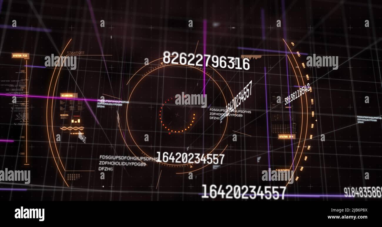 Image of virus cells and numbers with data processing Stock Photo
