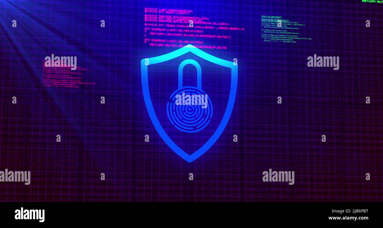Image of padlock and data processing over black background Stock Photo ...