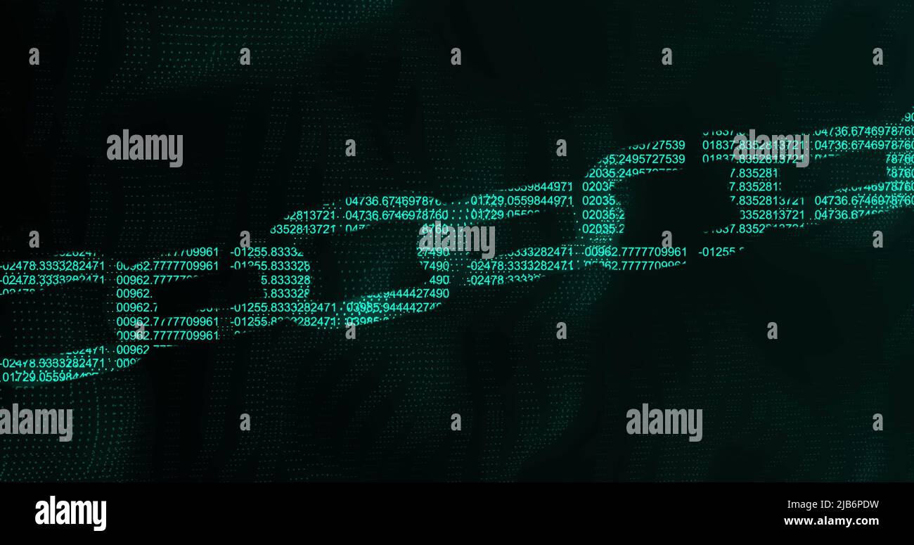 Image of data processing forming chain over black background Stock Photo