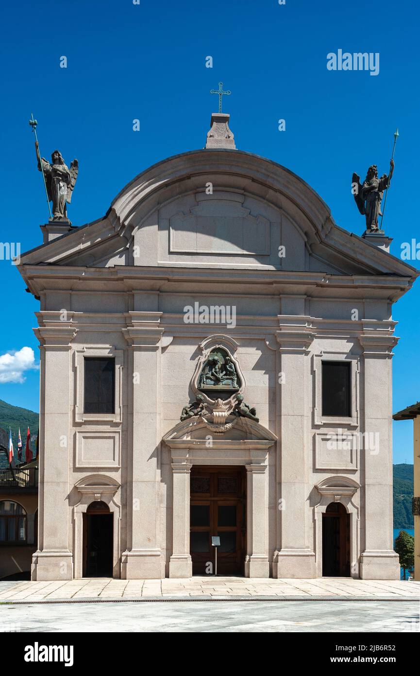 West facade of the pilgrimage church Santuario della SS Pieta, Cannobio, Piedmont, Italy, Europe Stock Photo