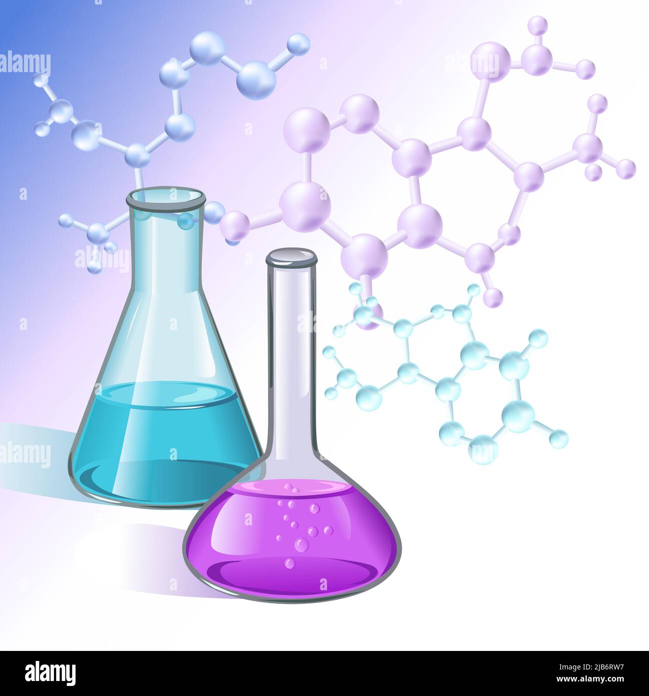 Chemical laboratory test glassware flasks and tubes molecular