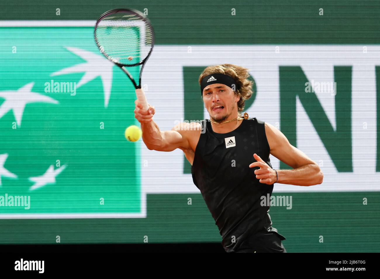 Paris, France. 3rd May, 2022. Tennis player Alexander Zverev from Germany  is in action at the 2022 French Open Grand Slam tennis tournament in Roland  Garros, Paris, France. Frank Molter/Alamy Live news