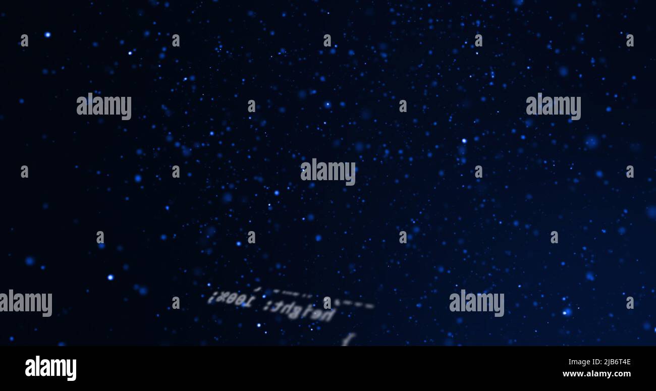 Image of data processing over blue spots of light Stock Photo