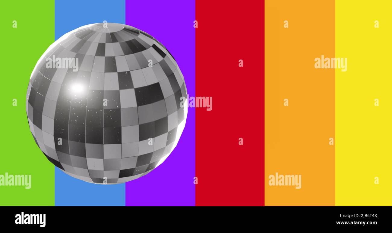 Image of disco ball on rainbow background Stock Photo Alamy