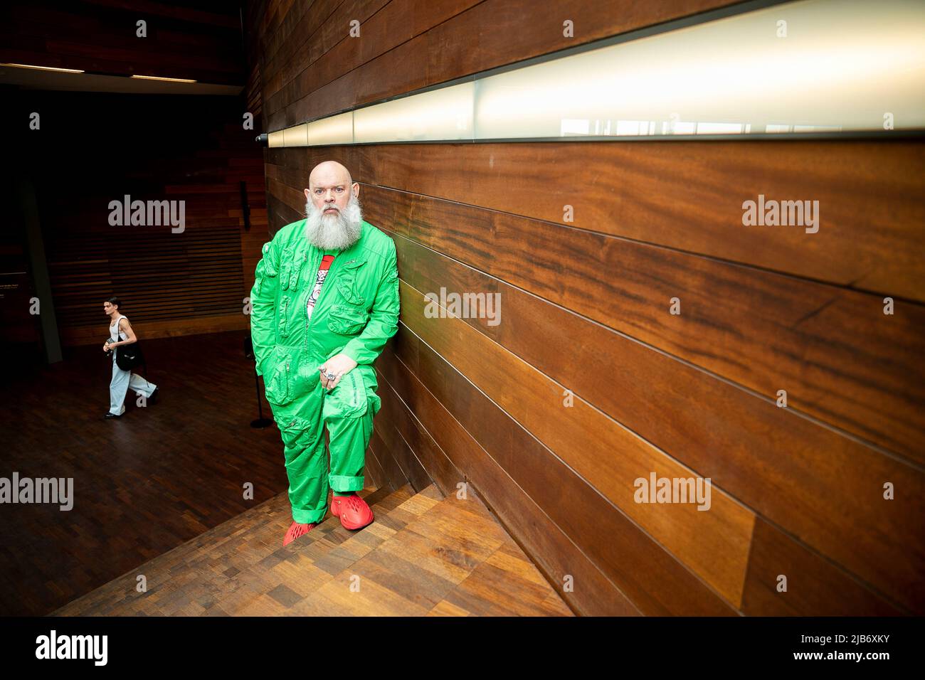 Walter Van Beirendonck, Belgian fashion designer and head of the fashion department of the Royal Academy of Fine Arts Antwerp, poses for the photographer in Antwerp on Friday 03 June 2022. BELGA PHOTO HATIM KAGHAT Stock Photo