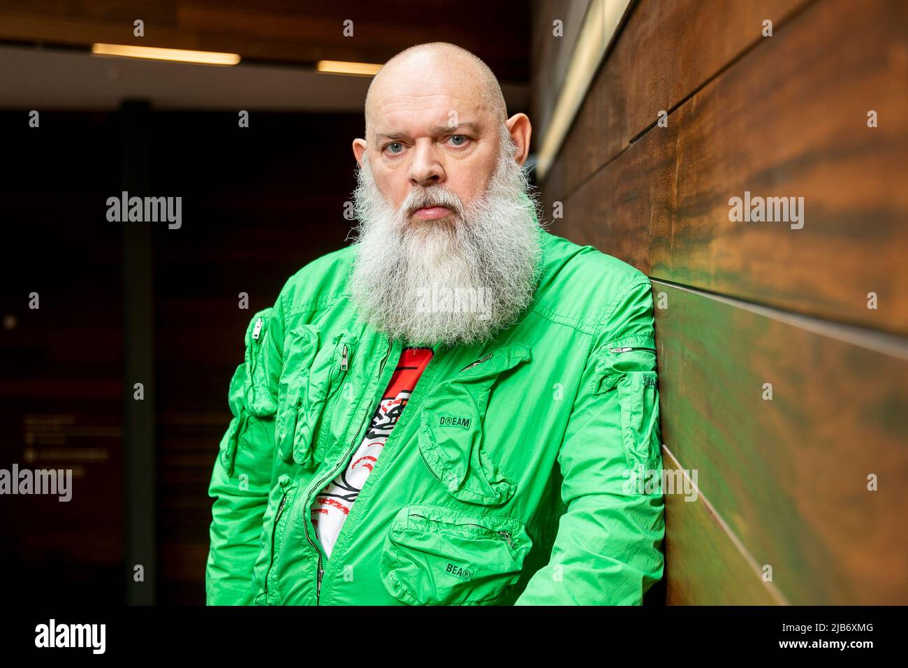 Walter Van Beirendonck, Belgian fashion designer and head of the fashion department of the Royal Academy of Fine Arts Antwerp, poses for the photographer in Antwerp on Friday 03 June 2022. BELGA PHOTO HATIM KAGHAT Stock Photo