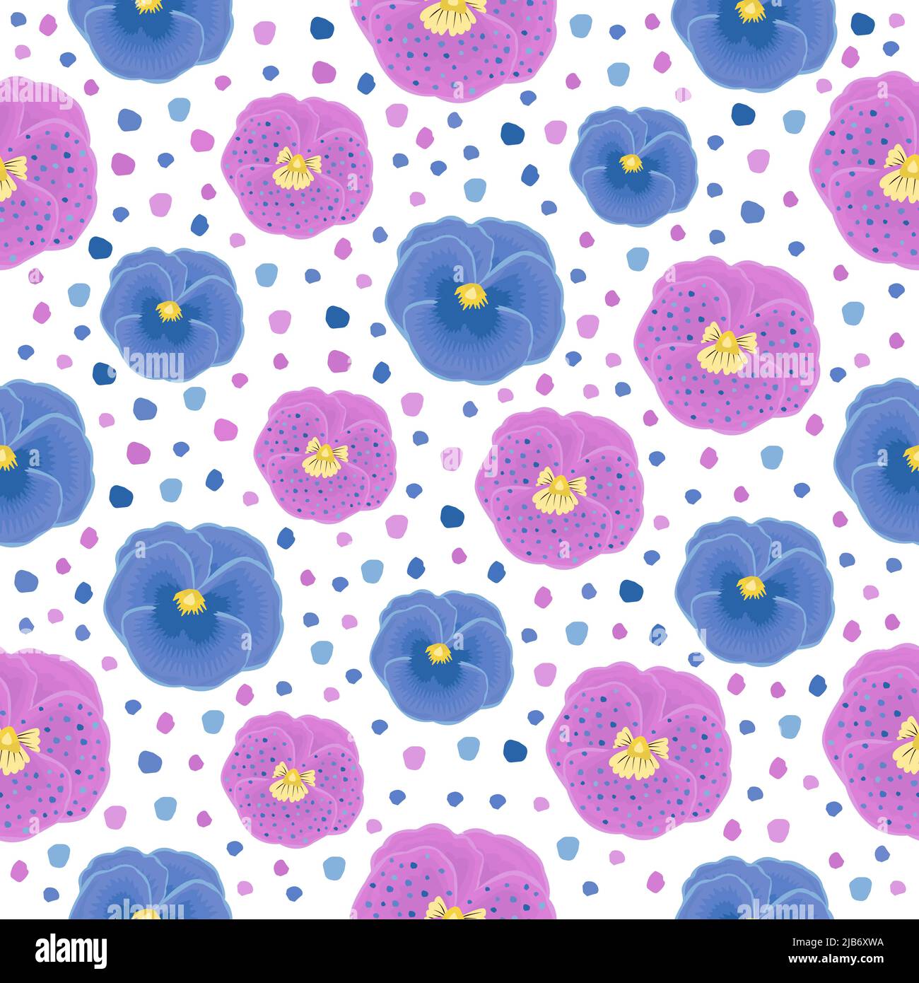 Blue and pink pansies, seamless pattern Stock Vector