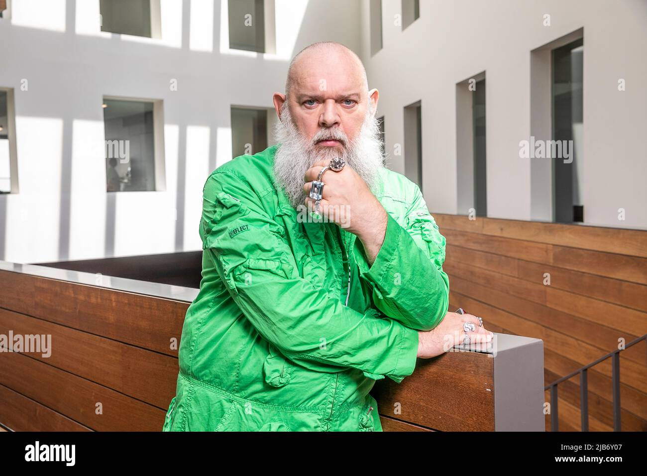 Walter Van Beirendonck, Belgian fashion designer and head of the fashion department of the Royal Academy of Fine Arts Antwerp, poses for the photographer in Antwerp on Friday 03 June 2022. BELGA PHOTO HATIM KAGHAT Stock Photo