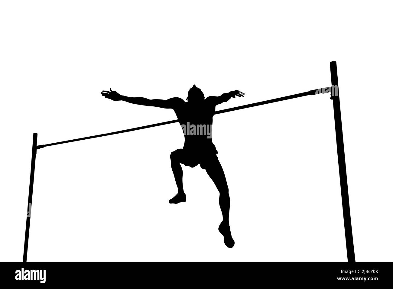 high jump male athlete black silhouette Stock Photo