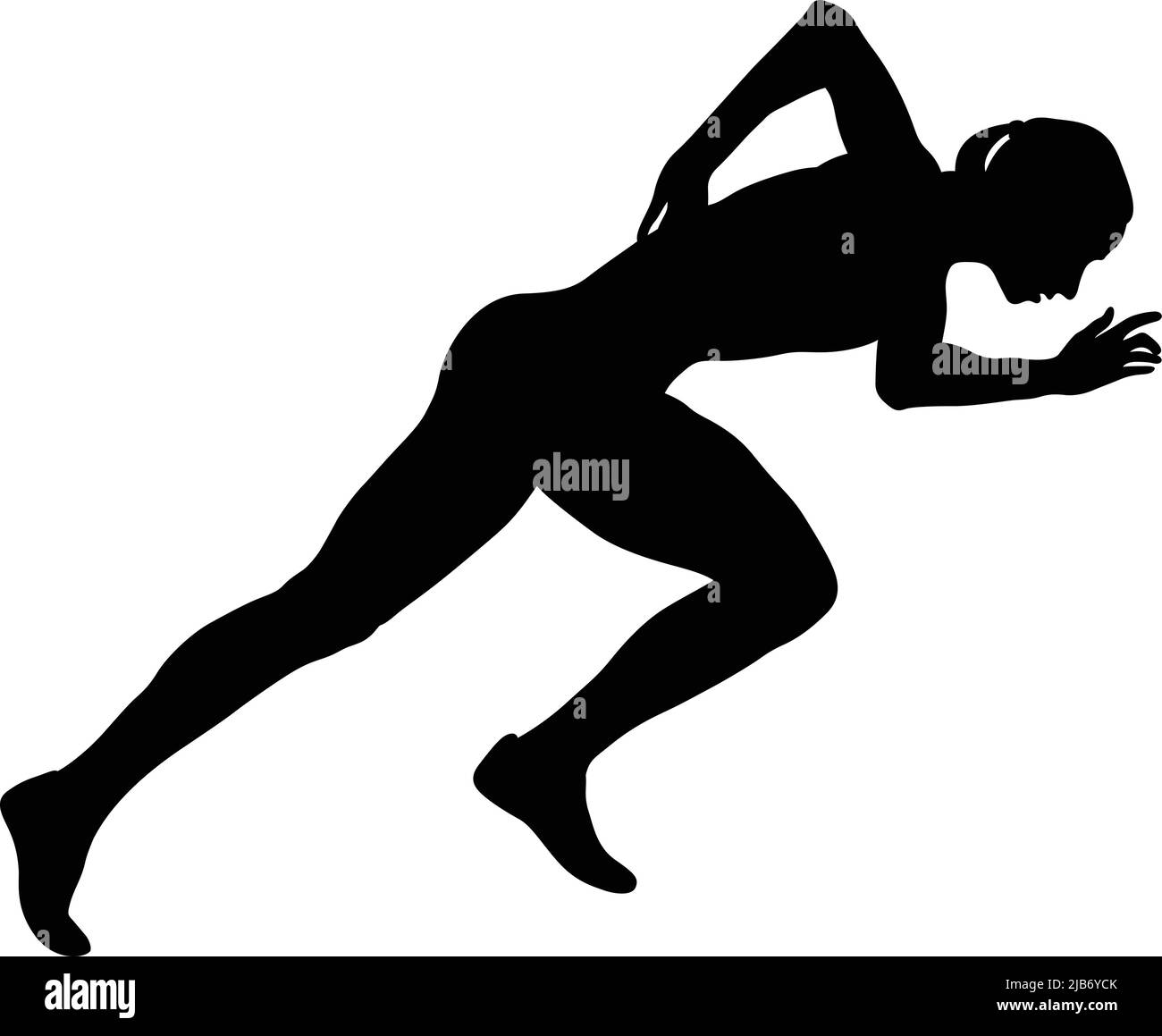 start running girl athlete black silhouette Stock Vector