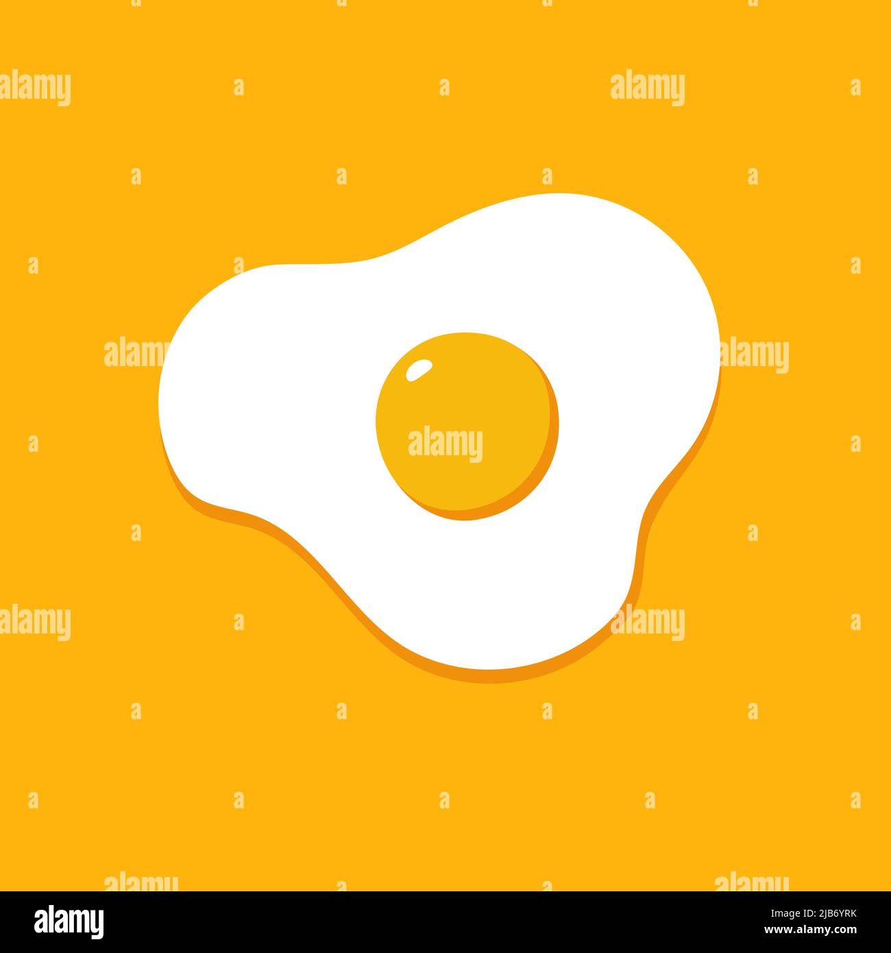 Fried egg isolated on yellow background. Vector flat icon. Stock Vector
