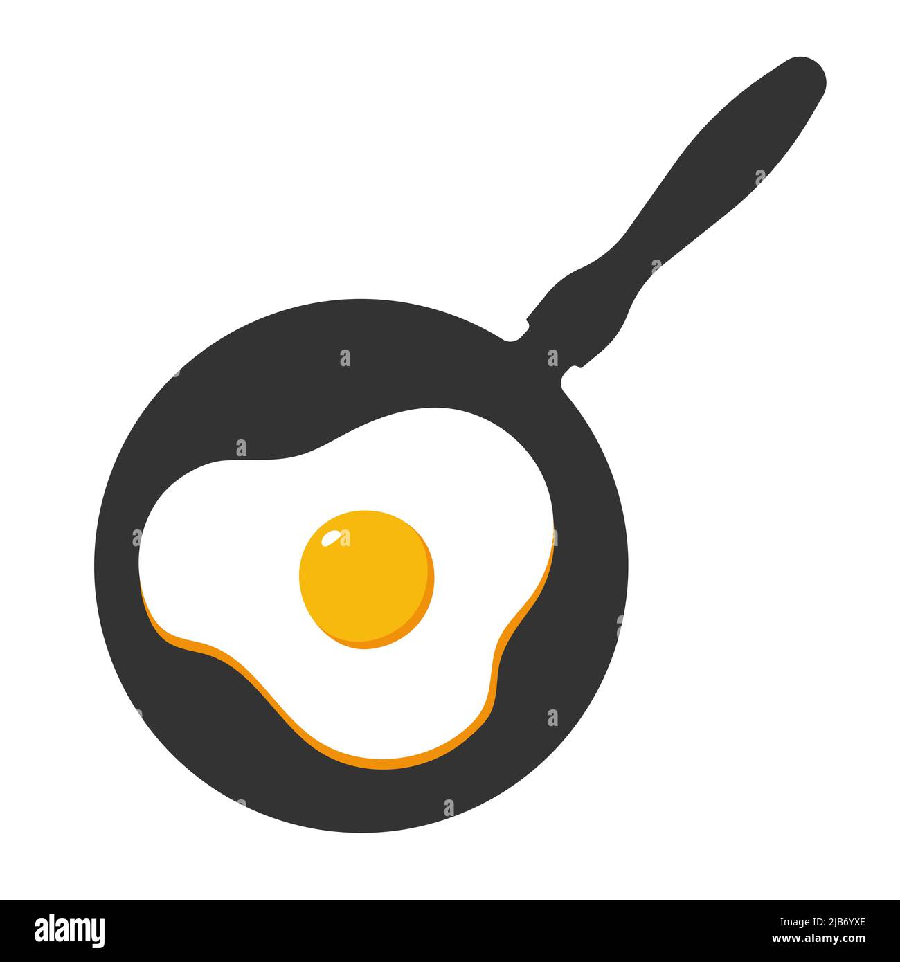 Fried eggs on pan with handle - flat icon. Vector illustration. Stock Vector