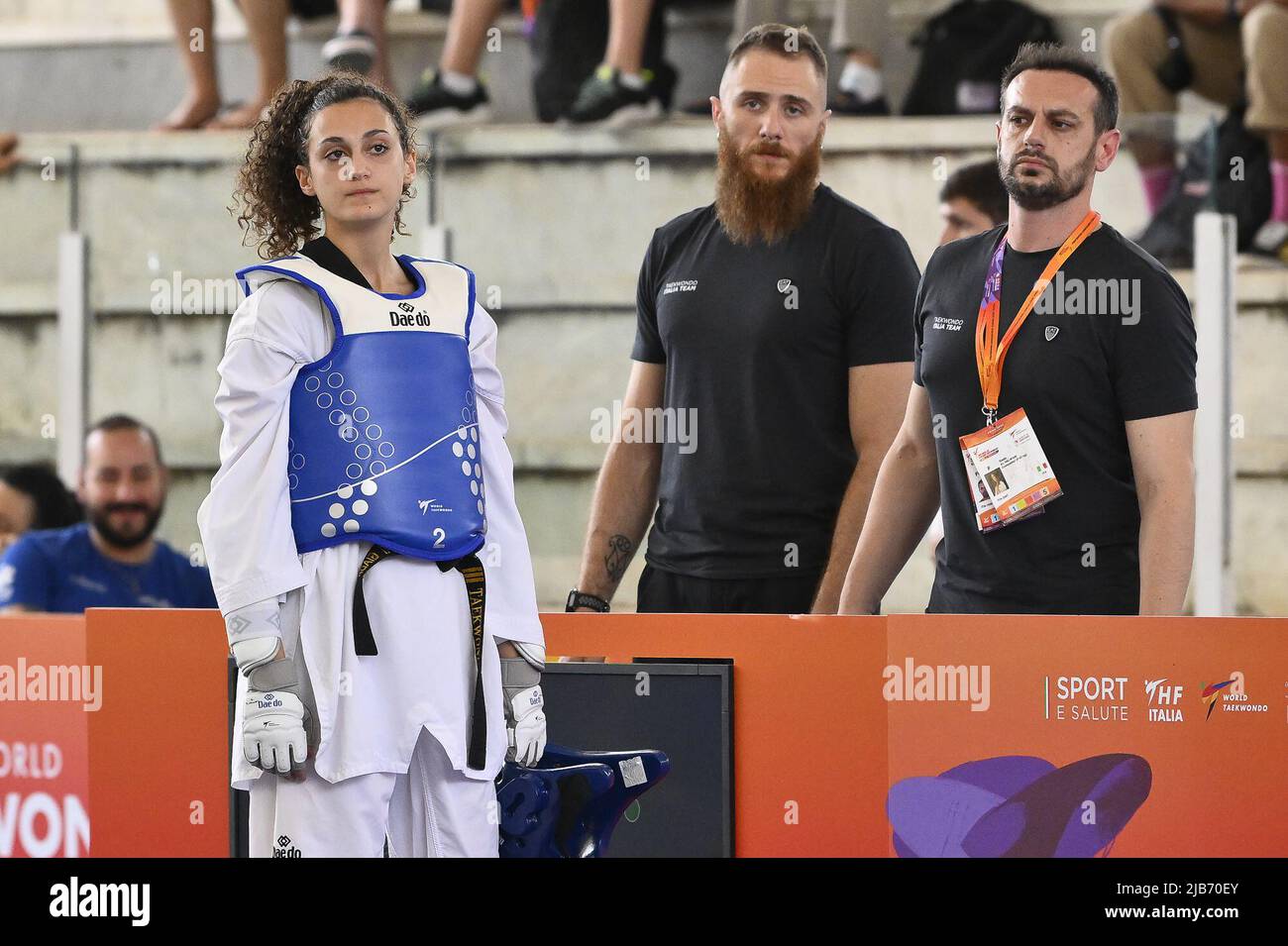 Giada AL HALWANI (ITA) during R16 round of World Taekwondo Grand Prix at Foro Italico, Nicola Pietrangeli Stadium, 3th June 2022, Rome, Italy. Stock Photo