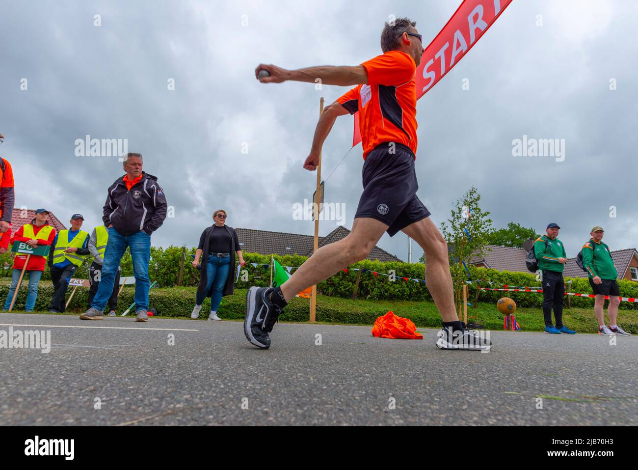 Dutch team member throwing ball, European Championship 2022 Boßeln or