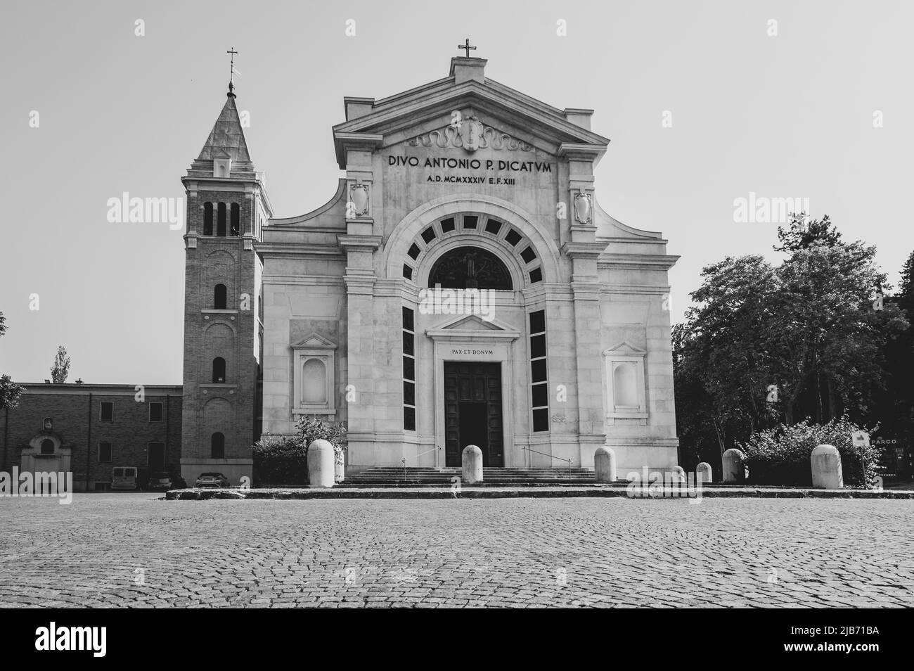 Italy, 2 June 2022. The church of Sant'Antonio di Padova in the center of Predappio in the province of Forli Cesena in Emilia Romagna Stock Photo