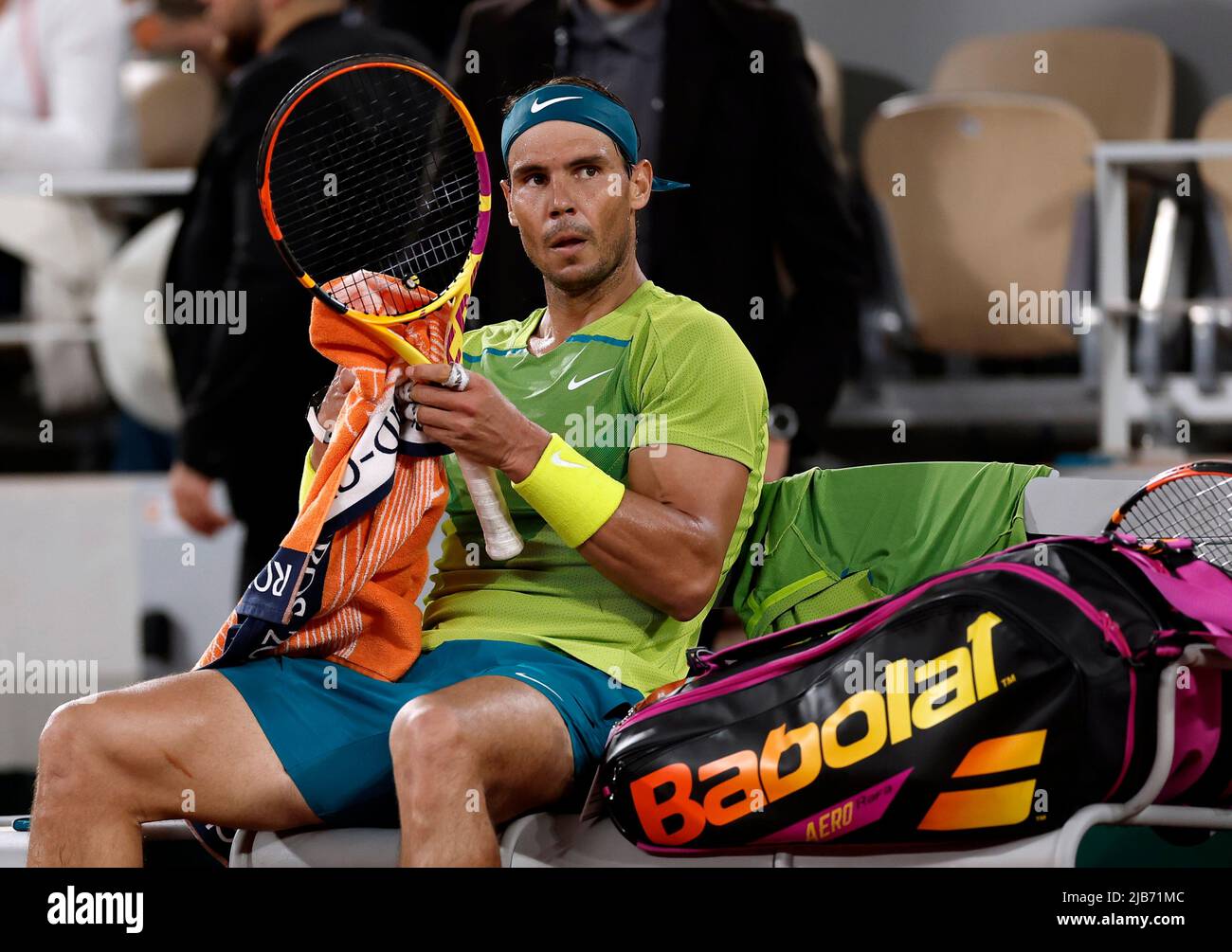 Tennis - French Open - Roland Garros, Paris, France - June 3, 2022 Spain's  Rafael Nadal during a break in play REUTERS/Benoit Tessier Stock Photo -  Alamy
