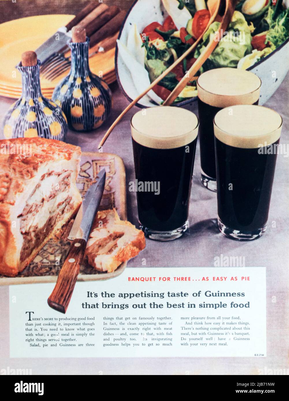 A 1950s magazine advertisement for Guinness. Stock Photo