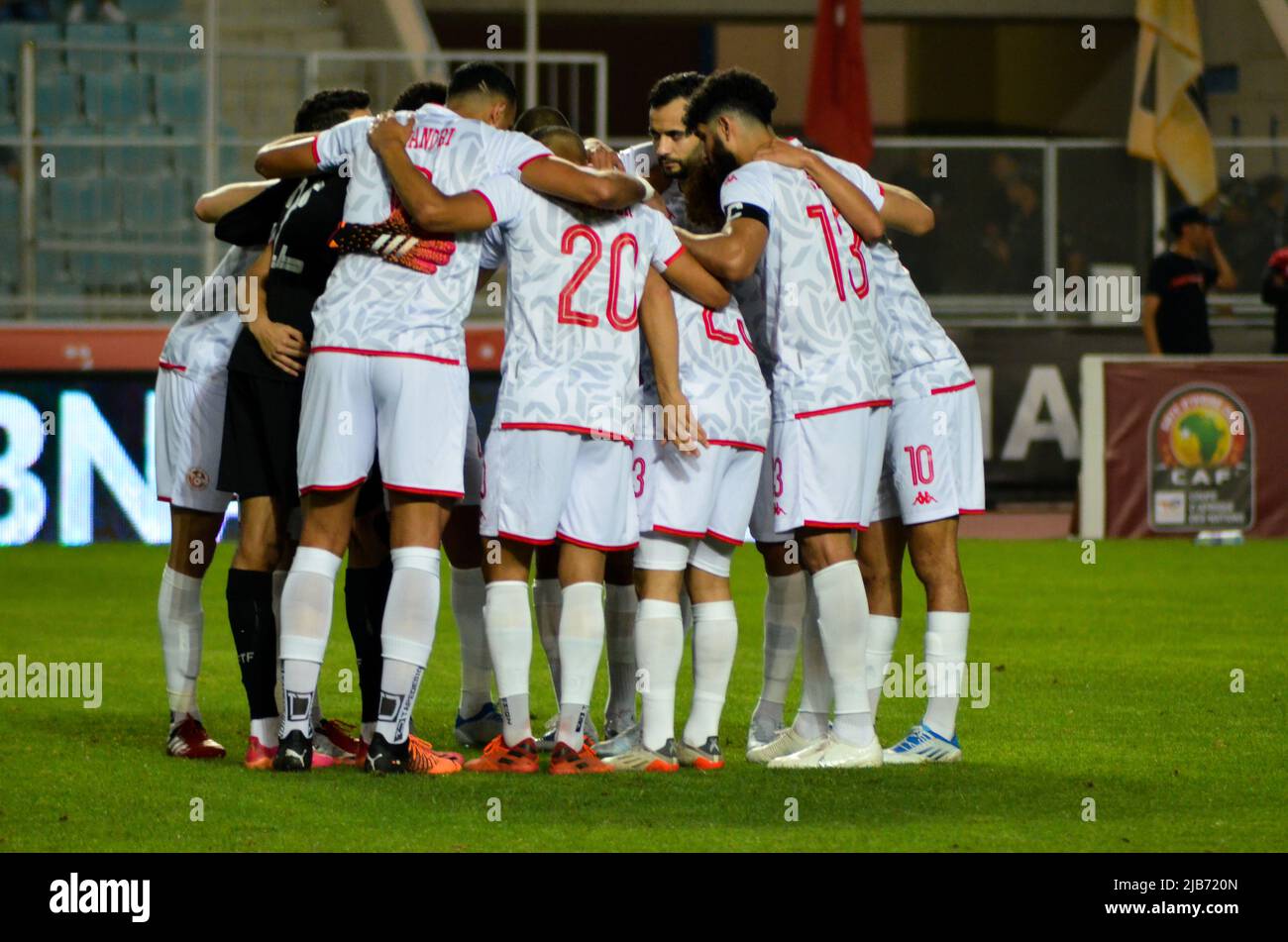 Tunis, Tunisia. 2nd June, 2022. Tunis, Tunisia. June 2, 2022. A football match between Tunisia vs Equatorial Guinea at the Rades stadium in Tunis. The match is part of the African Cup of Nations qualifiers (Credit Image: © Hasan Mrad/IMAGESLIVE via ZUMA Press Wire) Stock Photo