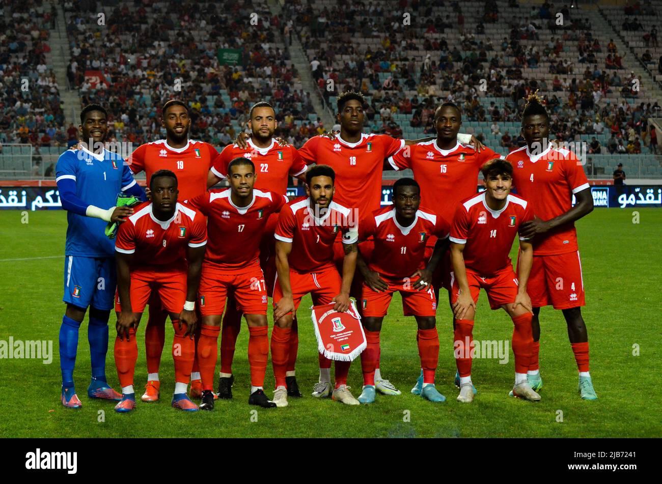 Tunis, Tunisia. 2nd June, 2022. Tunis, Tunisia. June 2, 2022. A football match between Tunisia vs Equatorial Guinea at the Rades stadium in Tunis. The match is part of the African Cup of Nations qualifiers (Credit Image: © Hasan Mrad/IMAGESLIVE via ZUMA Press Wire) Stock Photo